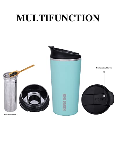 GiNT 17oz Travel Tea Mug with Infuser, 2 Lids. Vacuum Insulated 316 Stainless Steel Coffee Mug. Dishwasher Safe Tea Cup with Strainer for Hot & Cold Brew Coffee (Green) - image 5