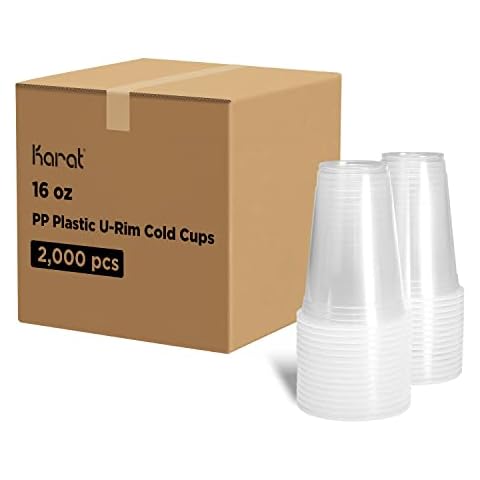 Karat [16oz - 2,000 ct] 95mm Translucent PP Plastic U-Rim Disposable Cups, Designed for Sealing Films (C1011) Cover