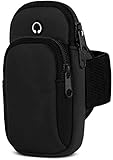 moex Handytasche Joggen für Samsung Galaxy A22 5G Sportarmband Handy aus Neopren, Handyhalterung Arm zum Laufen Sport Armband, Laufarmband mit 2 Fächern, Lauftasche Jogging - Schwarz