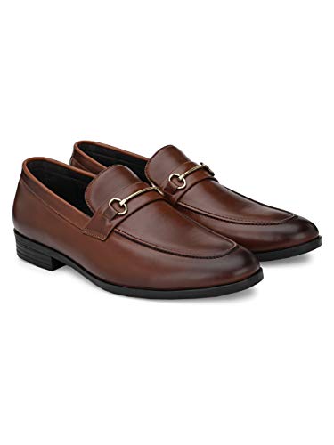 Image of San Frissco Men's Loafers Tan Handcrafted Formal Horsebit Shoes /Slip-on Shoe for Office, Wedding & Parties /Easy to Match Moccasins with Stylish Lightweight and Comfortable - 9