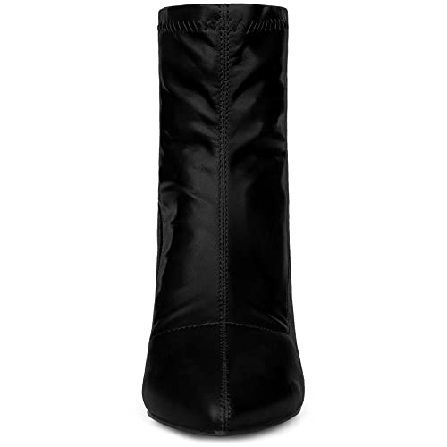 Allegra K Allegra K Women's Pointy Toe Back Zip Block Heel Black Ankle Boots 8 M US