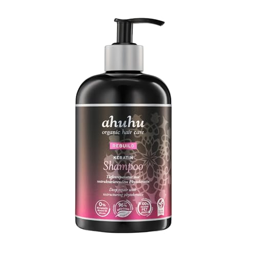 Ahuhu REBUILD Keratin Shampoo XXL (500ml) Shampoo für strapaziertes Haar intensive Haarpflege mit Phytokeratin reduziert Frizz & Haarbruch silikonfrei