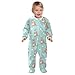 Emelivor Kangaroos Family Teal Newborn Baby One-Piece Sleepers Long Sleeve Footed Pjs for Girl Boy Kids