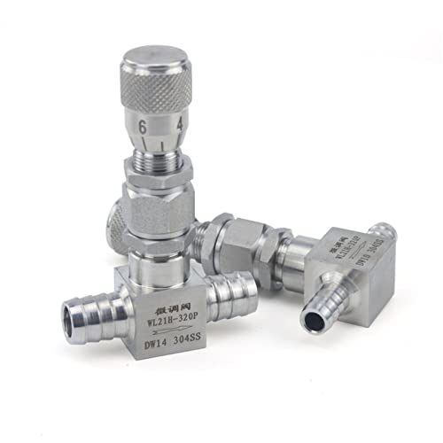 Válvula de aguja acero inoxidable 304 codo 90 grados 4mm para regular flujo 2