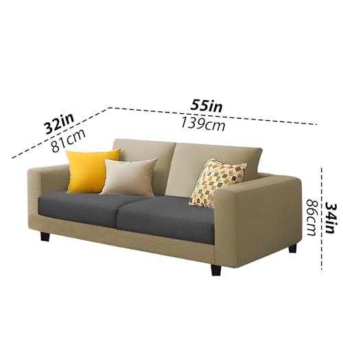 Image of Galib 2 Seater Sofa Set for Living Room (Cream Black Fabric) Premium Fabric Sofa Set