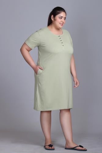 Image of In Love Women Cotton Buttoned Plus Size Short Slip Nighty Chemise