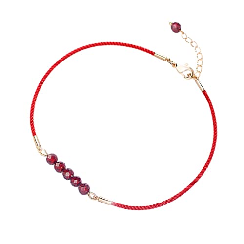Tobillera para mujer con cuerda roja estilo retro antiguo y sección fina