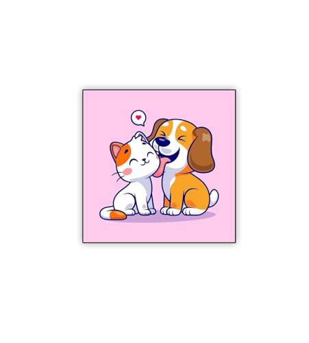 Image of Gift Me Bazar Cute Animal Wooden Fridge Magnet for Home, Kitchen and Office Decoration | Animal Lover Gift | Cartoon Theme Magnet for Kids (Cute Dog & Cat)