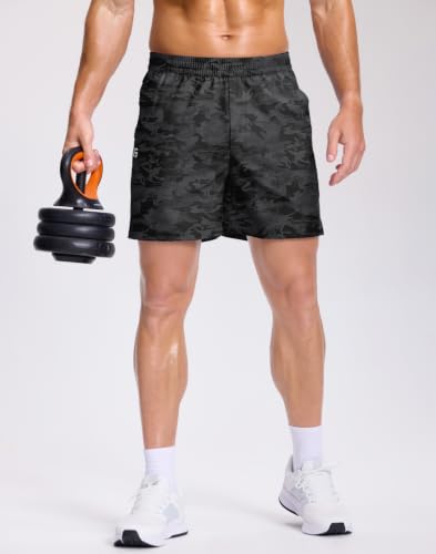 Image of GGJ Men's Lightweight Athletic Shorts with 2 Zipper Pockets 7 inch /9 inch /5 inch Gym Workout Running Quick Dry Tennis Shorts for Men