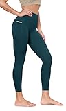 ODODOS Buttery Soft Lounge Yoga Leggings with Pockets for Women 7/8 Length High Waist Yoga Pants, Forest Teal, Medium