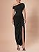 Floerns Women's Elegant Long Dress Asymmetrical Off Shoulder Ruched Slit Bodycon Cocktail Dresses Black Large