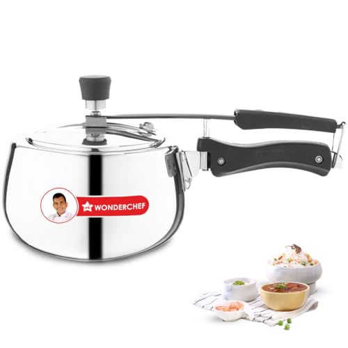 Image of Wonderchef Nigella Triply Stainless Steel Pressure Cooker 3L, Inner Lid, Gas, Induction Compatible & Ceramic Cooktop, ISI Certified, Contour Collection, Uniform Heating, 5-Year Warranty