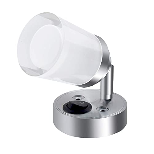 Lustaled RV Reading Lights 12V Interior, 3W LED RV Interior Light Fixtures with On/Off Switch, Warm White 3000K LED Surface Mounted Interior Spotlight for Yacht Boat Vehicle Motorhome Truck (1-Pack)