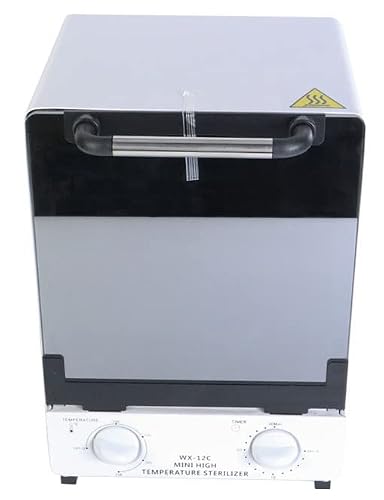 Sterilizer for Nail Tools, 12L Multifunctional High Temperature Cleaning Dry Box Stainless Steel with Temp Control, Timer, 2 Stainless Trays, Tweezer Sterilizer, Nail Salon Equipment, 110V 1000W