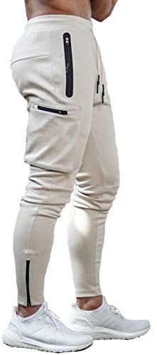 [Bekoo] ベクー メンズ トレーニング パンツ カーゴパンツ 速乾 吸汗 ストレッチ ジャージ ルームウエア ライトグレー Ｌ