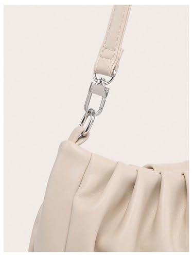SweatyRocks Black Shoulder Bag for Women PU Leather Small Clutch Purese Ruched Trendy Hobo Bags Handbag4