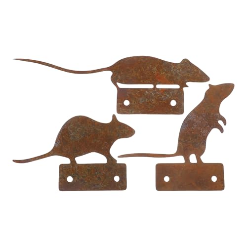 SHINEOFI Metall Mäuse Gartendekoration Rustikale Rostige Maus Figuren Realistische Tier Skulpturen...