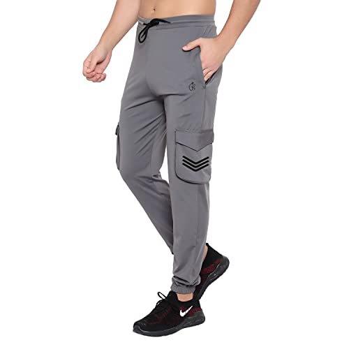Image of BLUE STAR SHARK Men's Premium Stretchable Cargo Joggers | Regular Fit, Stylish Track Pants with Pockets | Soft Smooth Feel, Logo on Front, Comfortable Everyday Wear