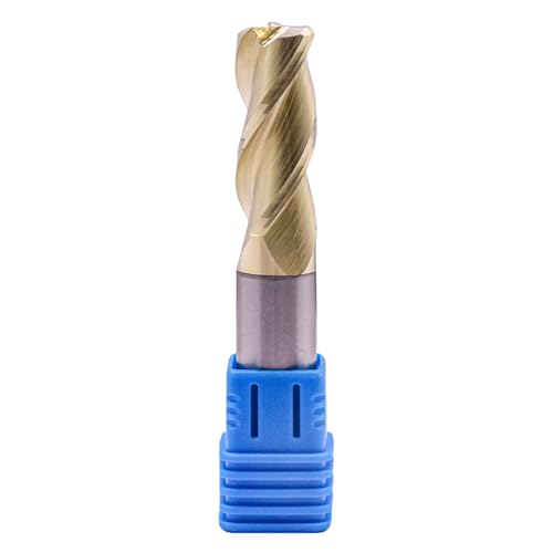 Image of 1 /2 inch 3 Flute Solid Carbide 0.06 inch Corner Radius End Mill, ZrN Coated | 37 Helix, 1 /2 inch Cutting Dia, 1 /2 inch Shank Dia, 1-1 /4 inch LOC, 3 inch OAL, for Milling Aluminum and Copper