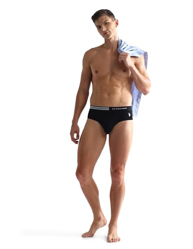 Image of U.S. Polo ASSN. Mens OEB06 Flag Waist Single Jersey Underwear Briefs - Pack of 2