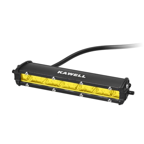 KAWELL バーライト バイク 18W 作業灯 ワークライト フォグランプ 24v led作業灯 補助灯 車外灯 12v 24v兼用 車 アクセサリー ラックパーツ 長型 薄型 汎用 狭角 防水 長寿命 耐衝撃 (イエロー 狭角)