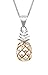 Sterling Silver with 14K Rose Gold Plated Trim Pineapple Necklace Pendant with 18" Box Chain