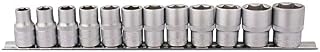 Draper 16402 1/2-Inch Square Drive Metric Sockets 12 Piece Set on Metal Rail , Blue
