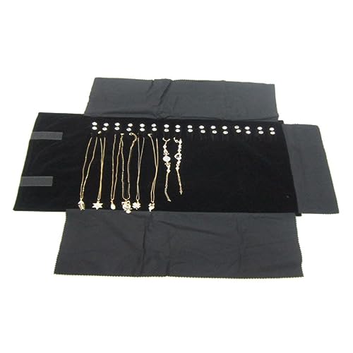 FOMIYES Roll Multifunctional Luxury Jewelry Roll Bag for Earrings Necklaces Rings Secure Storage Organizer for Travel Home Use Elegant Black Design