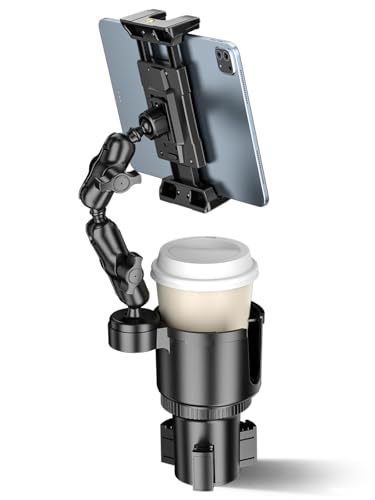 OHLPRO Tablet Cup Holder Car Mount with 3.5' Cupholder, 2-in-1 Aluminum Arm Truck Stand for...