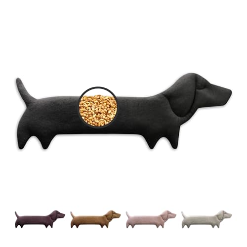 Leschi Saco Térmico de Semillas para Microondas 47x23 cm, de 100% Algodón y Trigo Orgánicos, Saco de Semillas en forma de perro negro, Bolsa Semillas Microondas ideal para Cuello, Cervical y Espalda
