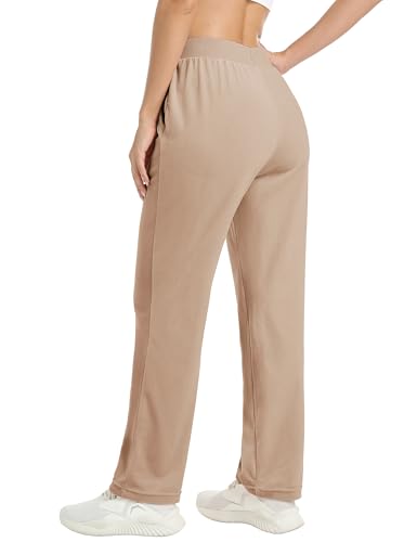 MAGCOMSEN Women's Velour Pants Soft Velvet Straight Leg Sweatpants Elastic Waist Warm Lounge Pant with Pockets3