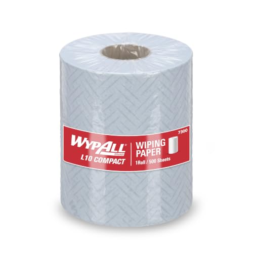 Image of WypAll® L20 Wiping Paper 7300, Blue 2-Ply Jumbo Roll for Cleaning & Maintenance Tasks – 1 Roll x 500 Sheets