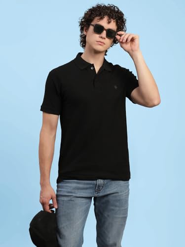 Image of Lux Nitro Men's Self Knitted Premium Cotton Blend Solid Polo T-Shirt | Soft Texture | Classic Collar | Short Sleeve Casual Wear