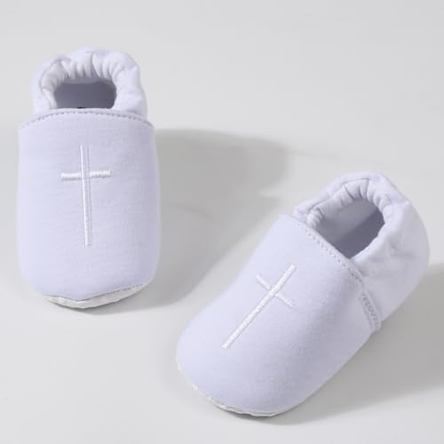 Methee White Baby Baptism Christening Shoes Embroidered Cross Easter Shoes Infant First Walking Shoes Newborn Crib Shoes Toddler Communion Shoes3