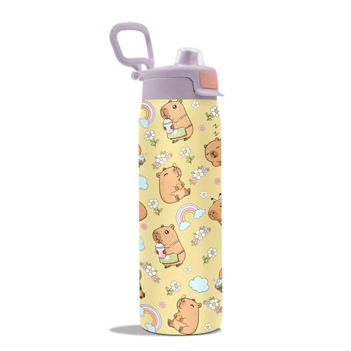 Goiicoln 2-in-1 Lid Capybara Water Bottle 22oz Capybaras Tumbler Insulated