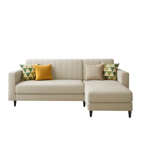Image of Casaliving Moris RHS 4 Seater L Shape Sofa Set for Living Room (Cream) Premium Fabric Sofa Set for Living Room | Hall