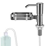 Sink Soap Dispenser Pump Tool Set with Sponge Holder, Built-in, Press and Use, 360° Rotation, Extension Tube Kit, 4.7 x 3.9 x 5.5 in, Black