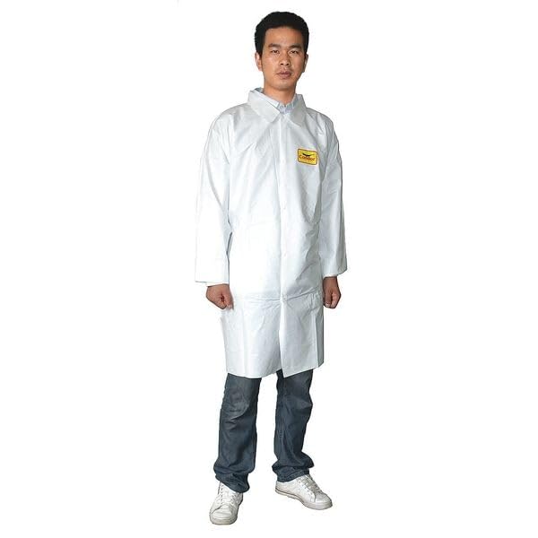 CONDOR 30C588 Disposable Lab Coat, White, XL, PK30