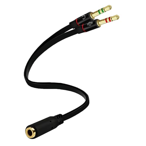 Yxflz Headphone Splitter 3.5mm, Audio Splitter 2 Female to 1 Male, Y Splitters Cable for Headset Xbox PS4 Headset Microphone Computer Gaming Speaker PC Laptop, Black