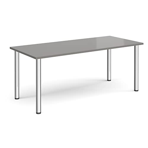 Mr Office Rectangular radial leg meeting table - chrome legs, Onyx Grey, 1800