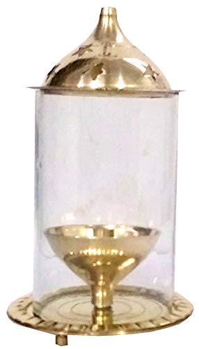 Purpledip Brass Oil Lamp Akhand Jyoti: Long Lasting Festival Deepam Decor Gift, 4.5 inches (11555A), Golden, Standard