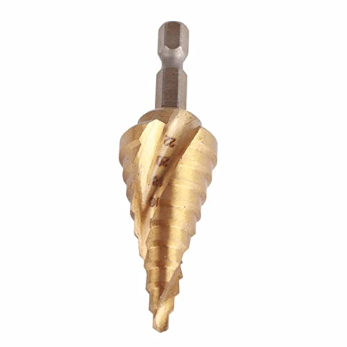 Emoshayoga Broca Escalonada de Púas con Marcas Claras de Escala, Cortador de Orificios Redondeados y Desbarbados para Madera, Acero Inoxidable, 4-22 Mm, 10 Pasos, Hexagonal General, Ideal para (4