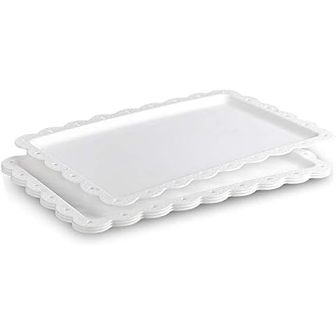 Serving Tray Food Tray for Fast Food | Snack | Fruit | Dessert - Plastic Trays Serving Platter for Kitchen | Cafeteria | Restaurant | Party | 14 x 9 Inches (4 pack) Cover