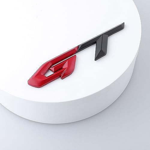 Image of 2 Packs GT Metal Emblem Car Side Fender Badge 3D Aluminum Alloy Sticker for Decoration Suitable for Cars Trucks SUVs (Red-Black)