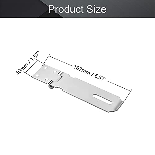 Image of MroMax Hasp Staple Padlock Latch, 167mm Length,Stainless Steel Furniture Cupboard Door Stainless Steel Silver Tone 1pcs