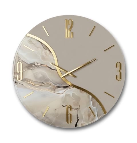 Artidea,Orologio da parete in Resina Lavorato a Mano Effetto Marmo Pregiato - Eccellenza Artigiana Made in Italy - Pezzo Decorativo Silenzioso per Soggiorno e Camera (equilibrio tortora, 50 cm)