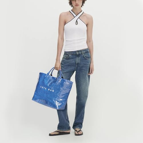 Image of PVC Tote Bag for Women Waterproof Plastic Jelly Tote Letter Print Hobo Handbag for Travel, Gift
