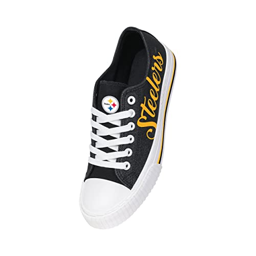 Image of FOCO Womens NFL Team Logo Ladies Fashion Color Glitter Low Top Canvas Sneakers Shoes