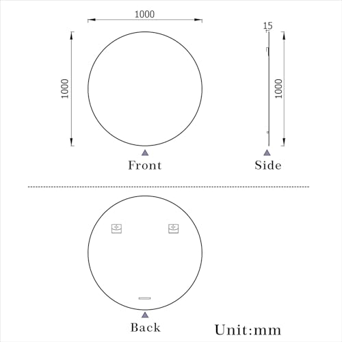 Acezanble 100cm Round Mirror, Large Circle Hanging Wall Mirror, Frameless Bathroom Mirrors Home Decorative Wall Mounted - Image 4