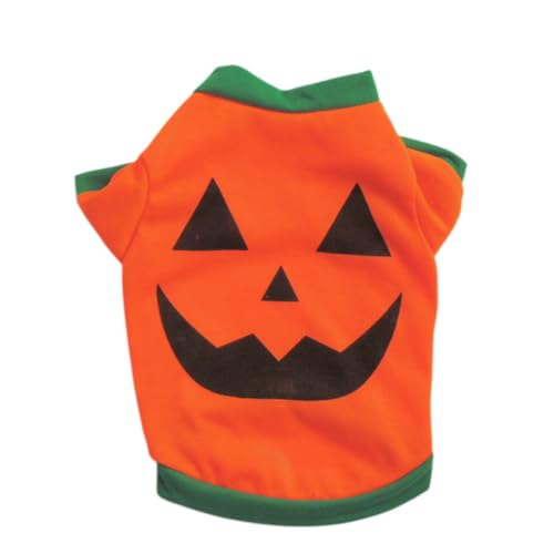 Vavious Small Dog Clothes - Orange Green Color Block Ribbed Dog Sweatshirt for Halloween; Medium